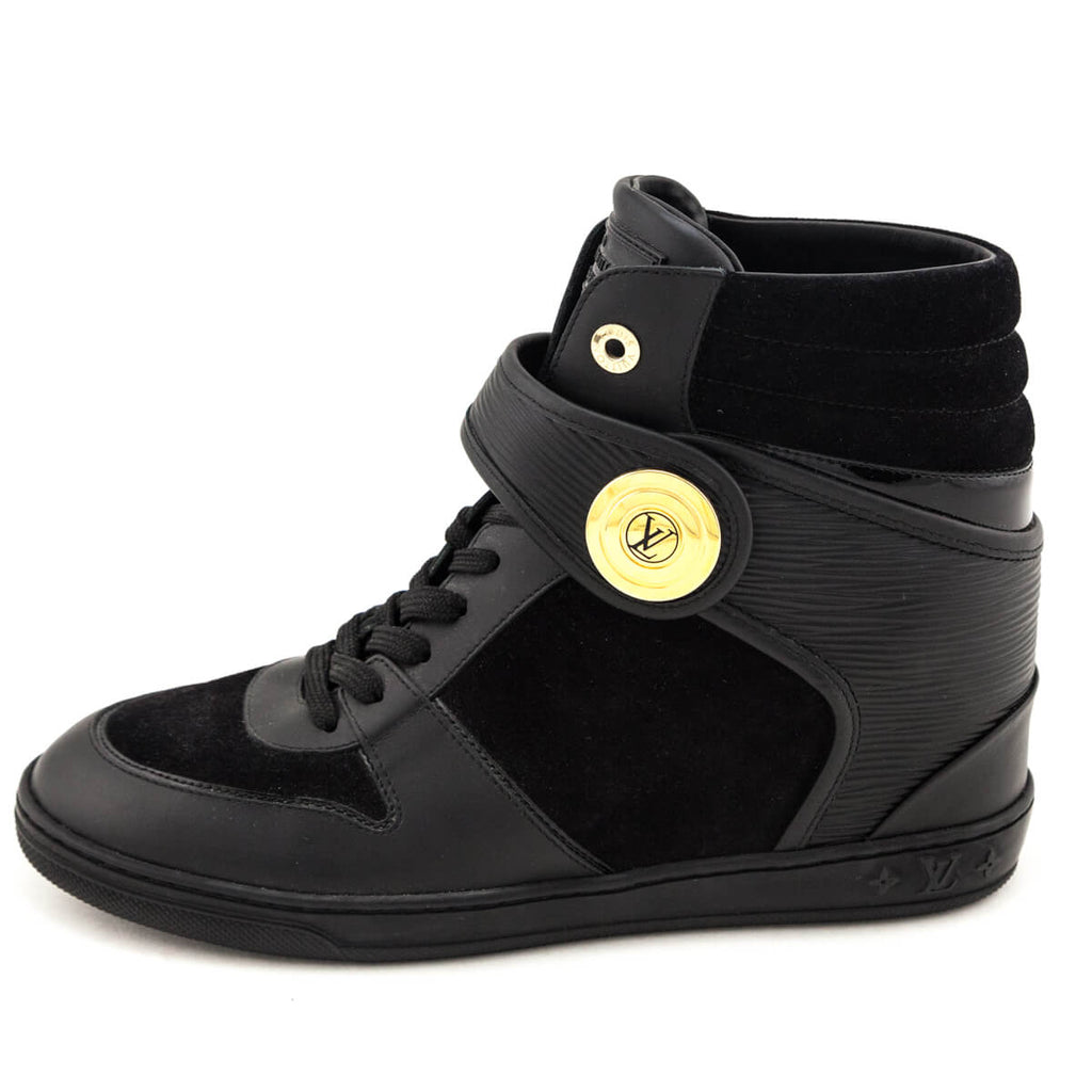 Louis Vuitton Black Suede High Top Wedge Sneakers Size US 11 | EU 41
