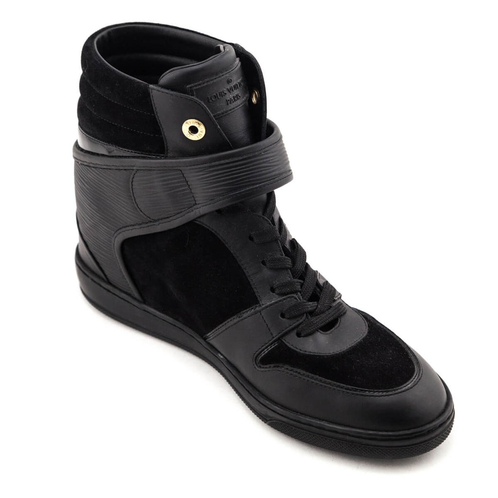 Louis Vuitton Black Suede High Top Wedge Sneakers Size US 11 | EU 41