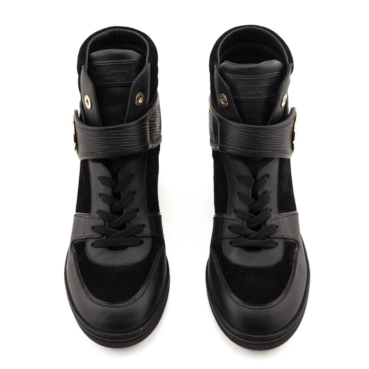 Louis Vuitton Black Suede High Top Wedge Sneakers Size US 11 | EU 41