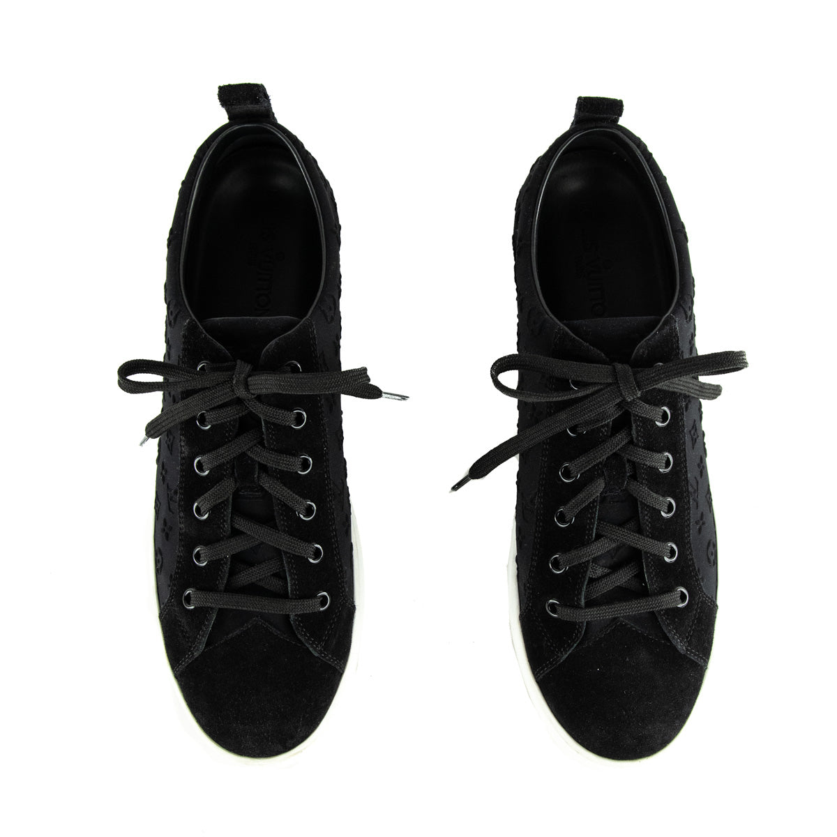 Louis Vuitton Black Suede Monogram Low Top Sneakers Size US 11 | EU 41