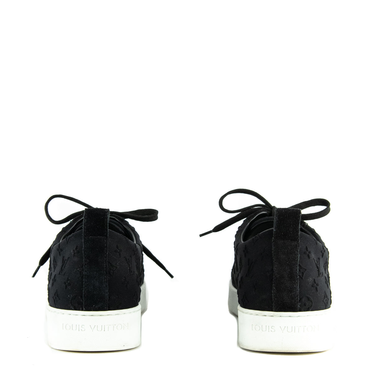 Louis Vuitton Black Suede Monogram Low Top Sneakers Size US 11 | EU 41