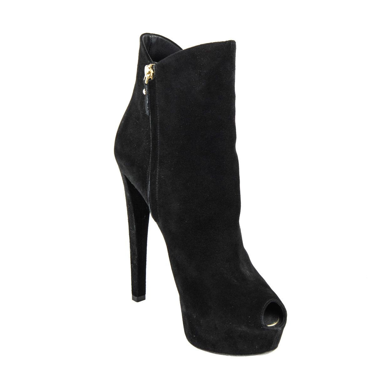 Louis Vuitton Black Suede Tassel Peep Toe Ankle Boots Size US 11 | EU 41