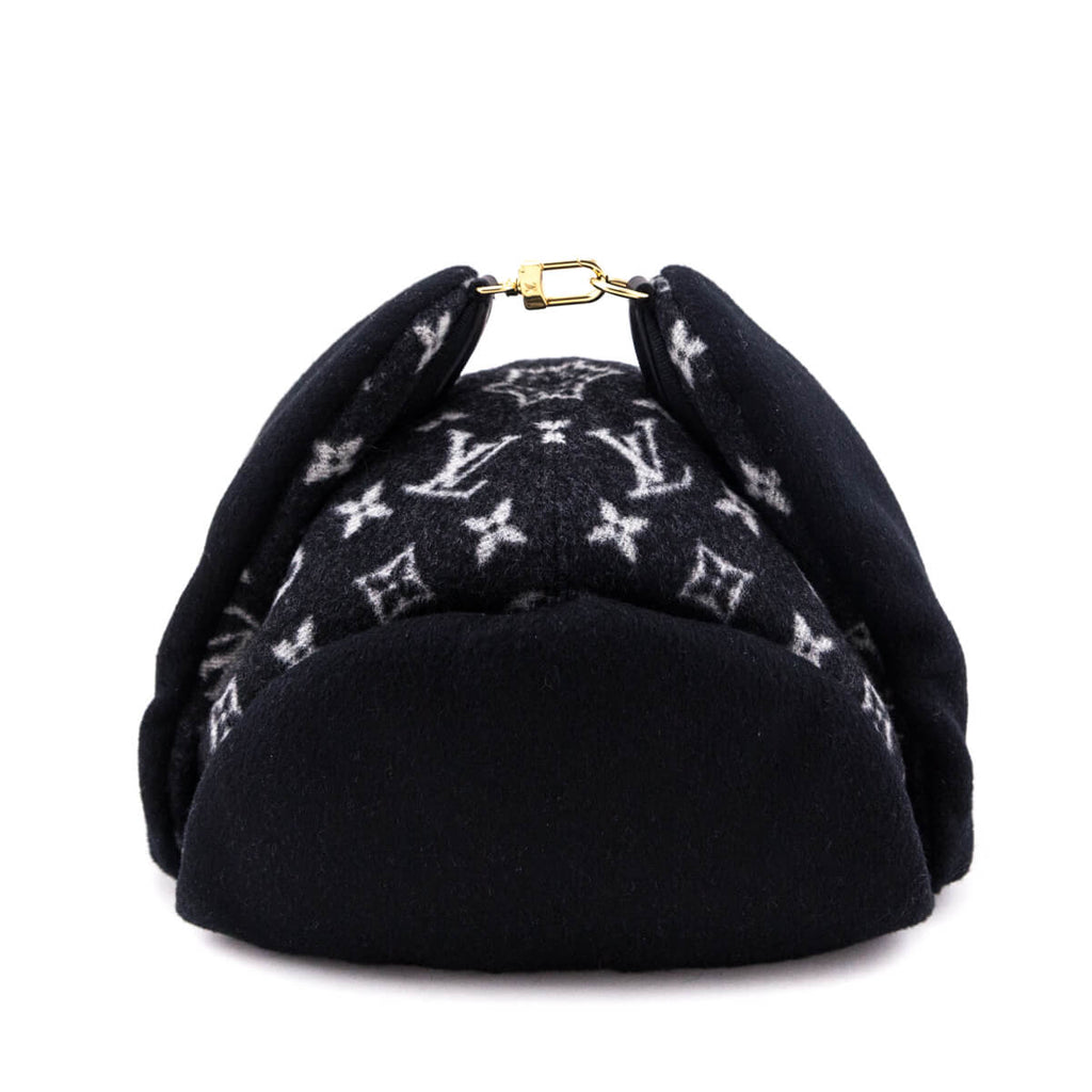 Louis Vuitton Black Wool Monogram Chapka Carry On Hat