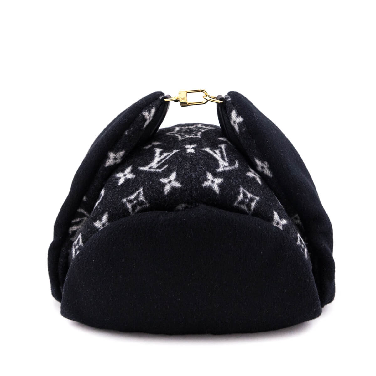 Louis Vuitton Black Wool Monogram Chapka Carry On Hat
