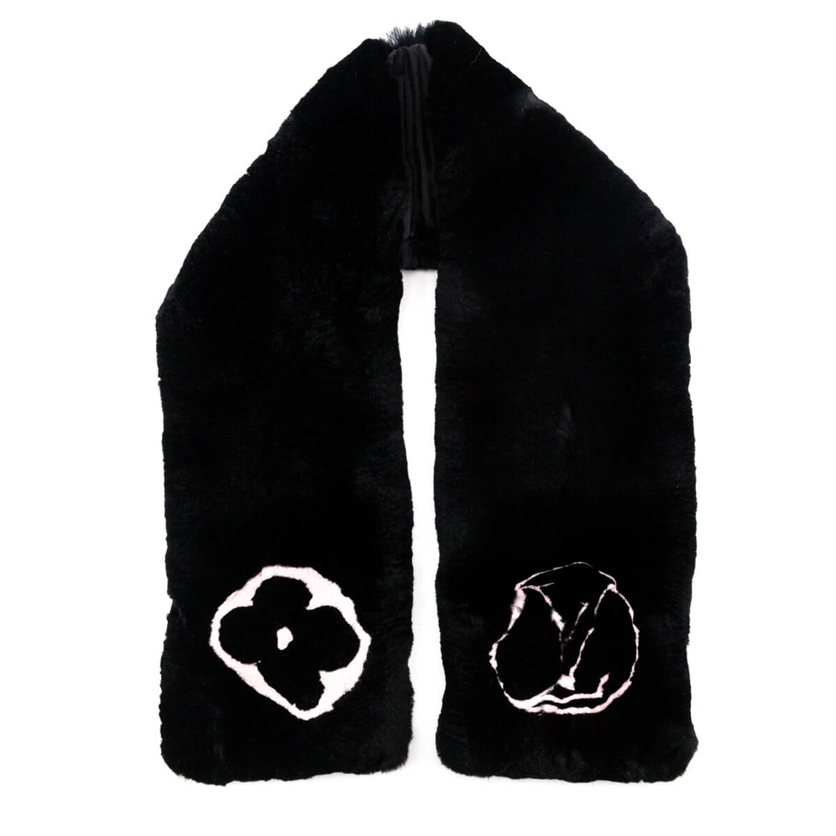 Louis Vuitton Black & Pink Rabbit Logo Scarf