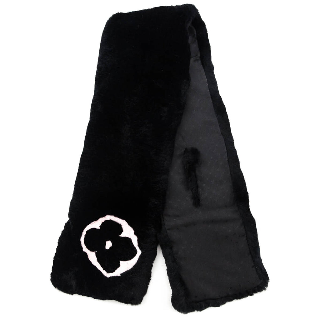 Louis Vuitton Black & Pink Rabbit Logo Scarf