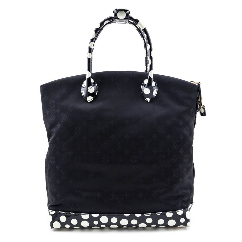Louis Vuitton Black & White Nylon Monogram Kusama Infinity Dots Lockit MM Tote