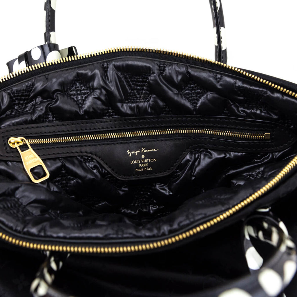 Louis Vuitton Black & White Nylon Monogram Kusama Infinity Dots Lockit MM Tote