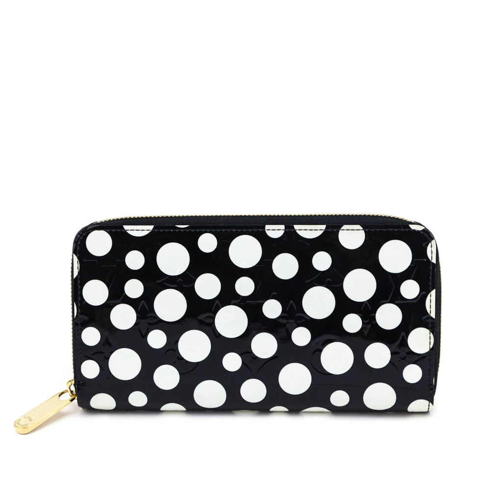 Louis Vuitton Black & White Vernis Kusama Infinity Dots Zippy Wallet
