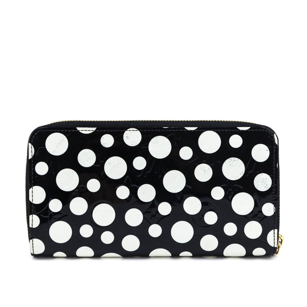 Louis Vuitton Black & White Vernis Kusama Infinity Dots Zippy Wallet