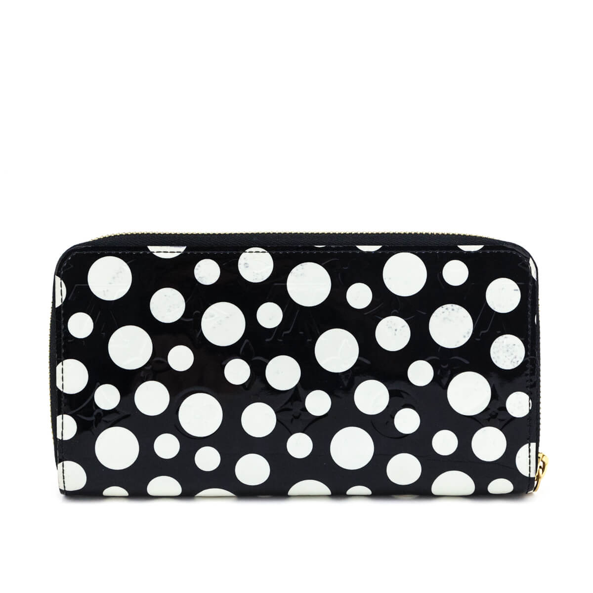 Louis Vuitton Black & White Vernis Kusama Infinity Dots Zippy Wallet