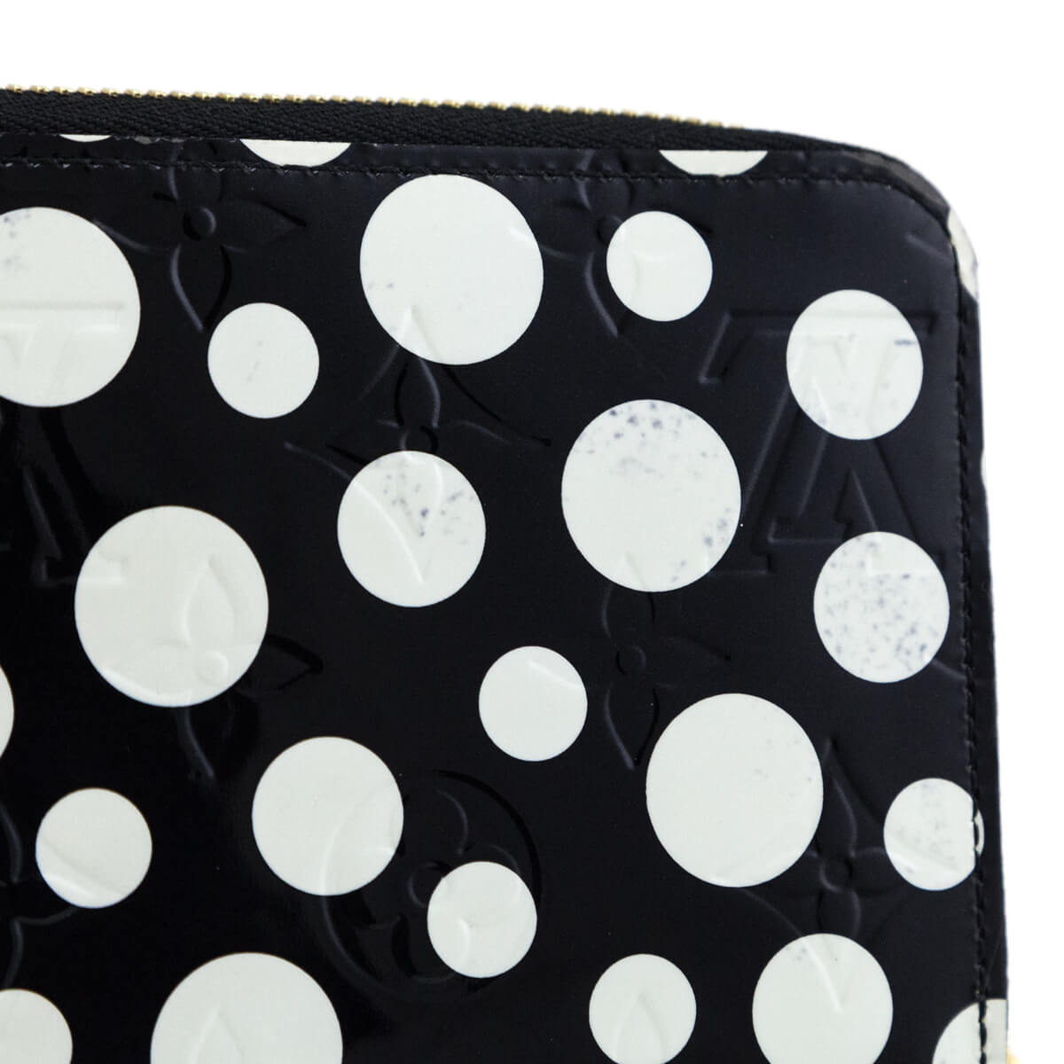 Louis Vuitton Black & White Vernis Kusama Infinity Dots Zippy Wallet
