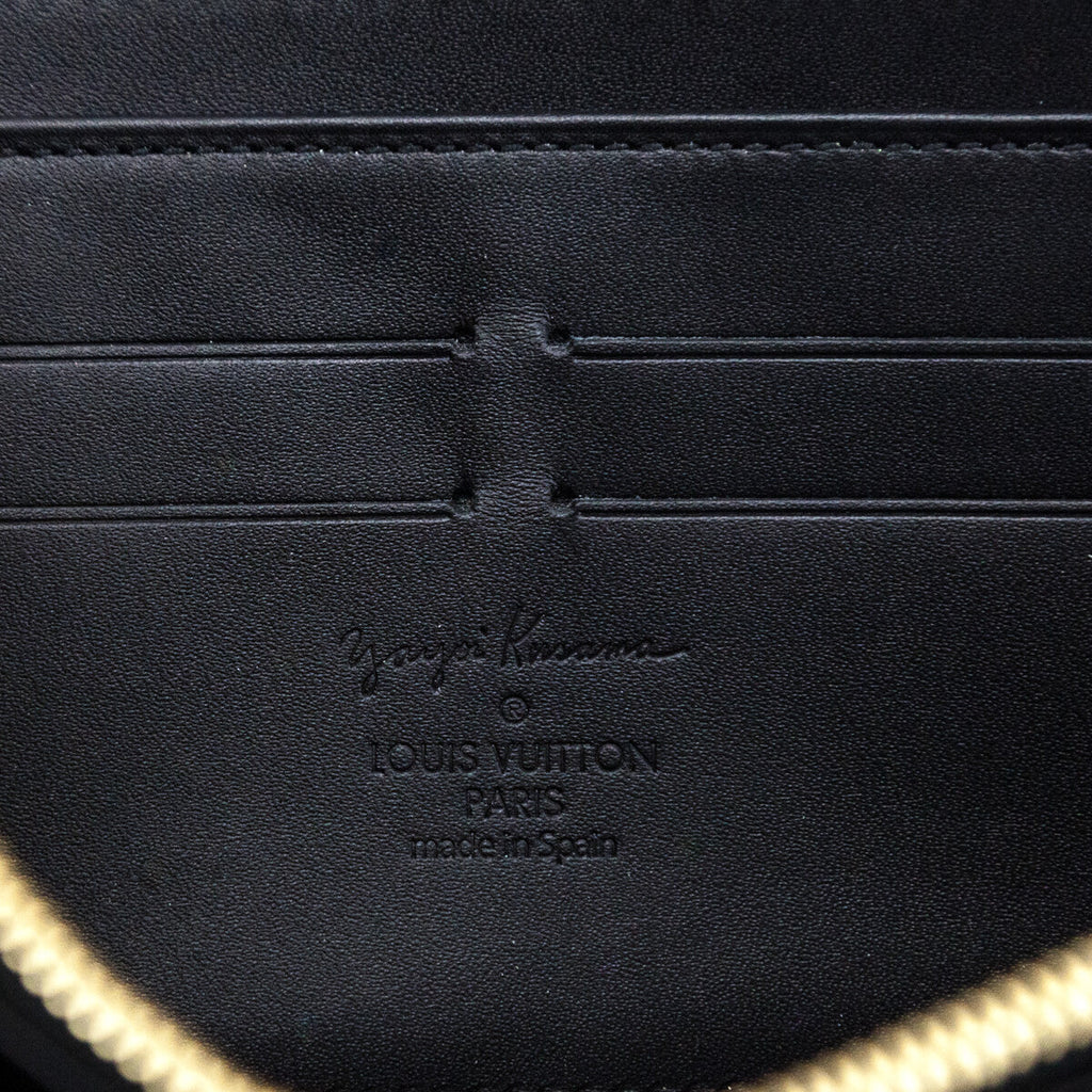 Louis Vuitton Black & White Vernis Kusama Infinity Dots Zippy Wallet