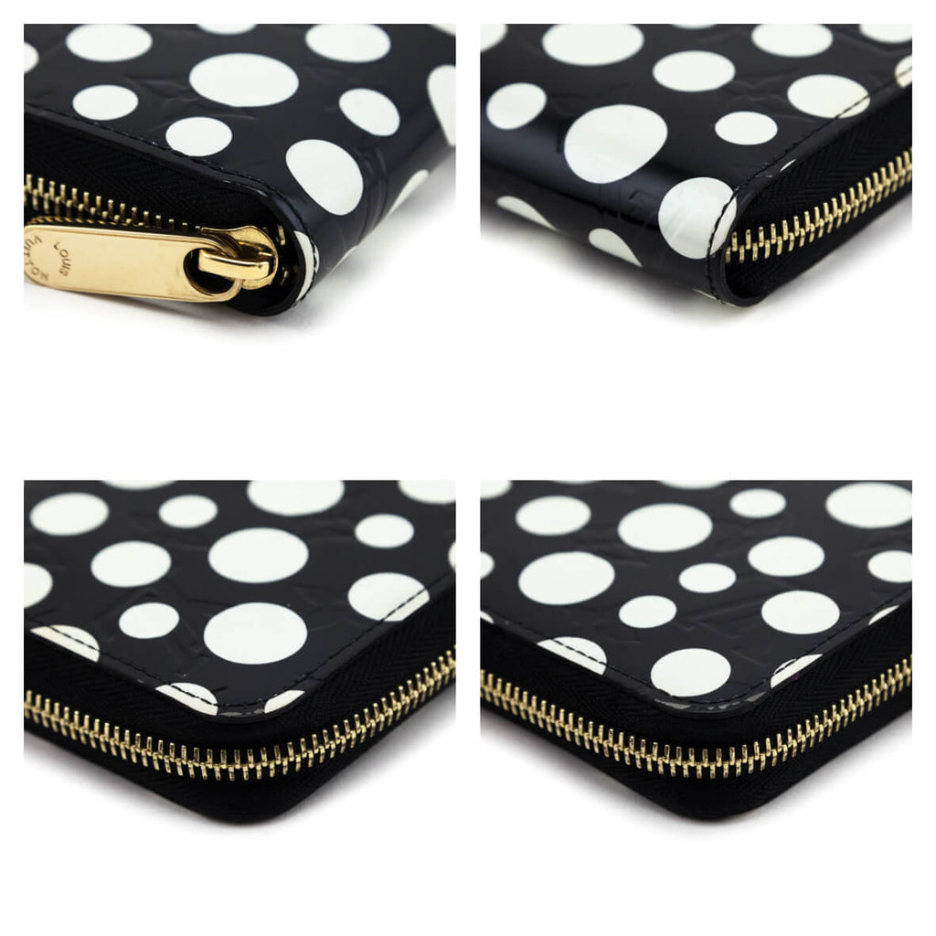 Louis Vuitton Black & White Vernis Kusama Infinity Dots Zippy Wallet