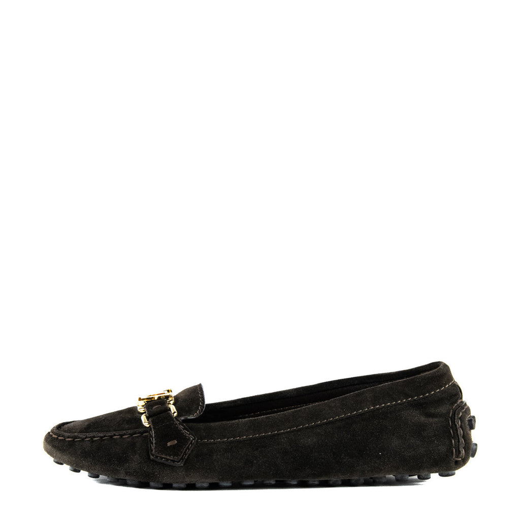 Louis Vuitton Brown Suede Logo Loafers Size US 11 | EU 41