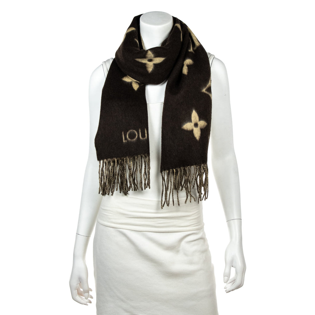 Louis Vuitton Brown & Beige Monogram Cashmere Reykjavik Scarf
