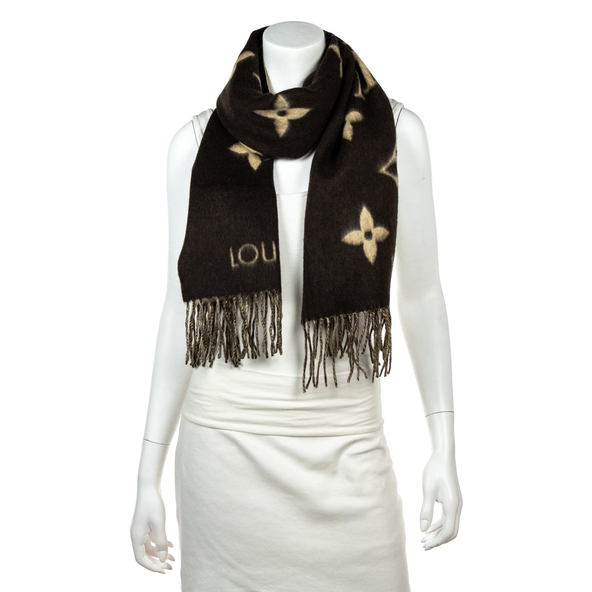 Louis Vuitton Brown & Beige Monogram Cashmere Reykjavik Scarf