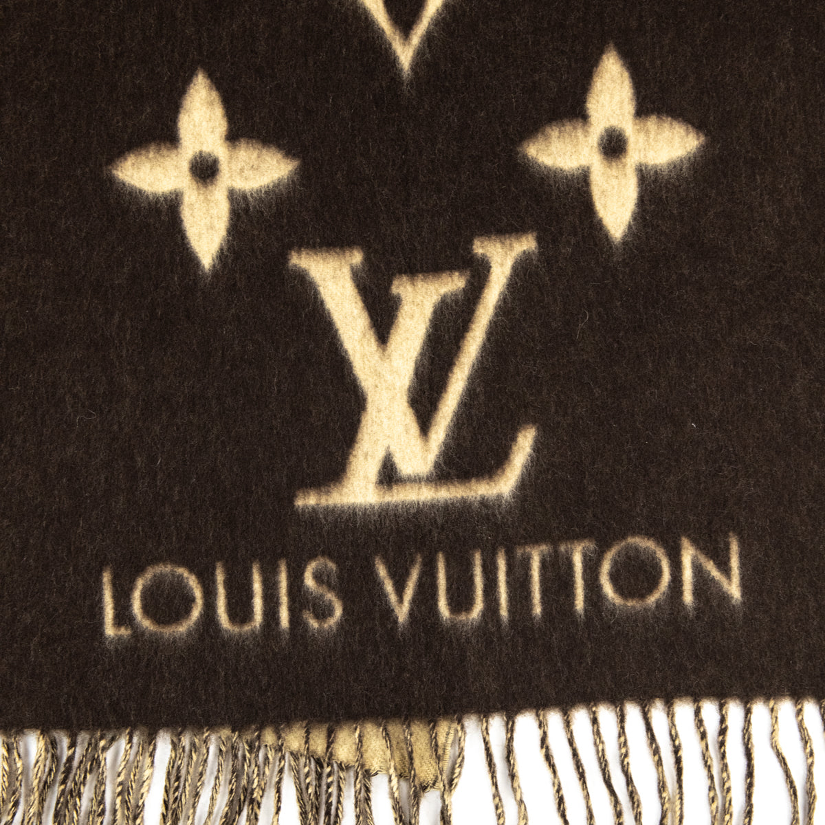 Louis Vuitton Brown & Beige Monogram Cashmere Reykjavik Scarf