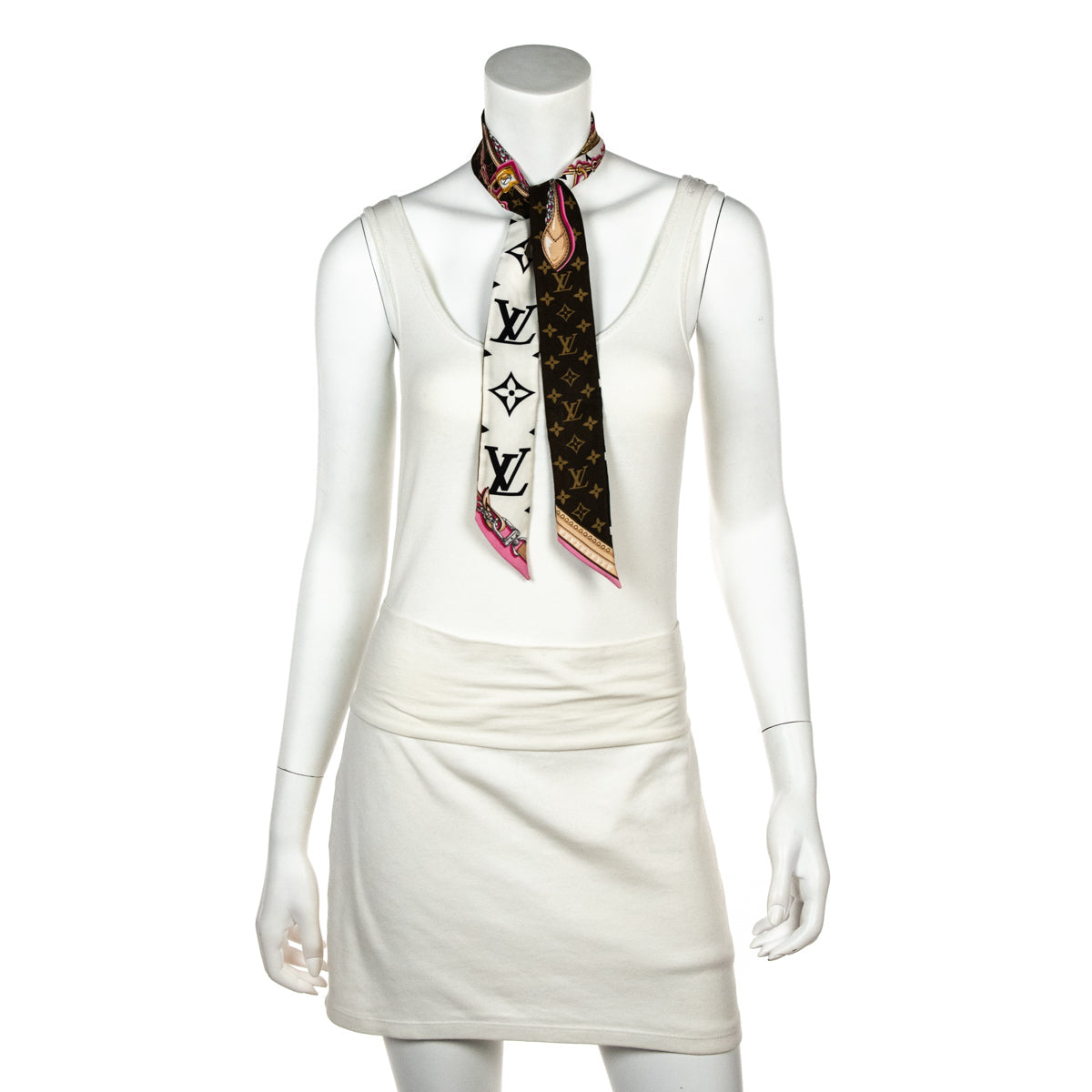Louis Vuitton Brown & Black Silk BB Bandeau Scarf