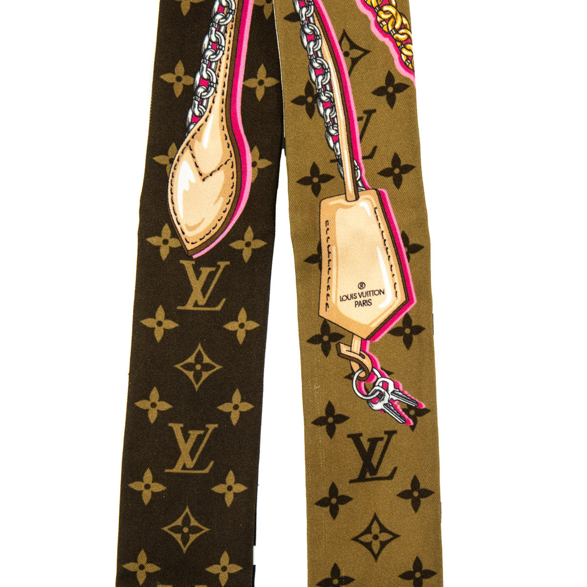Louis Vuitton Brown & Black Silk BB Bandeau Scarf