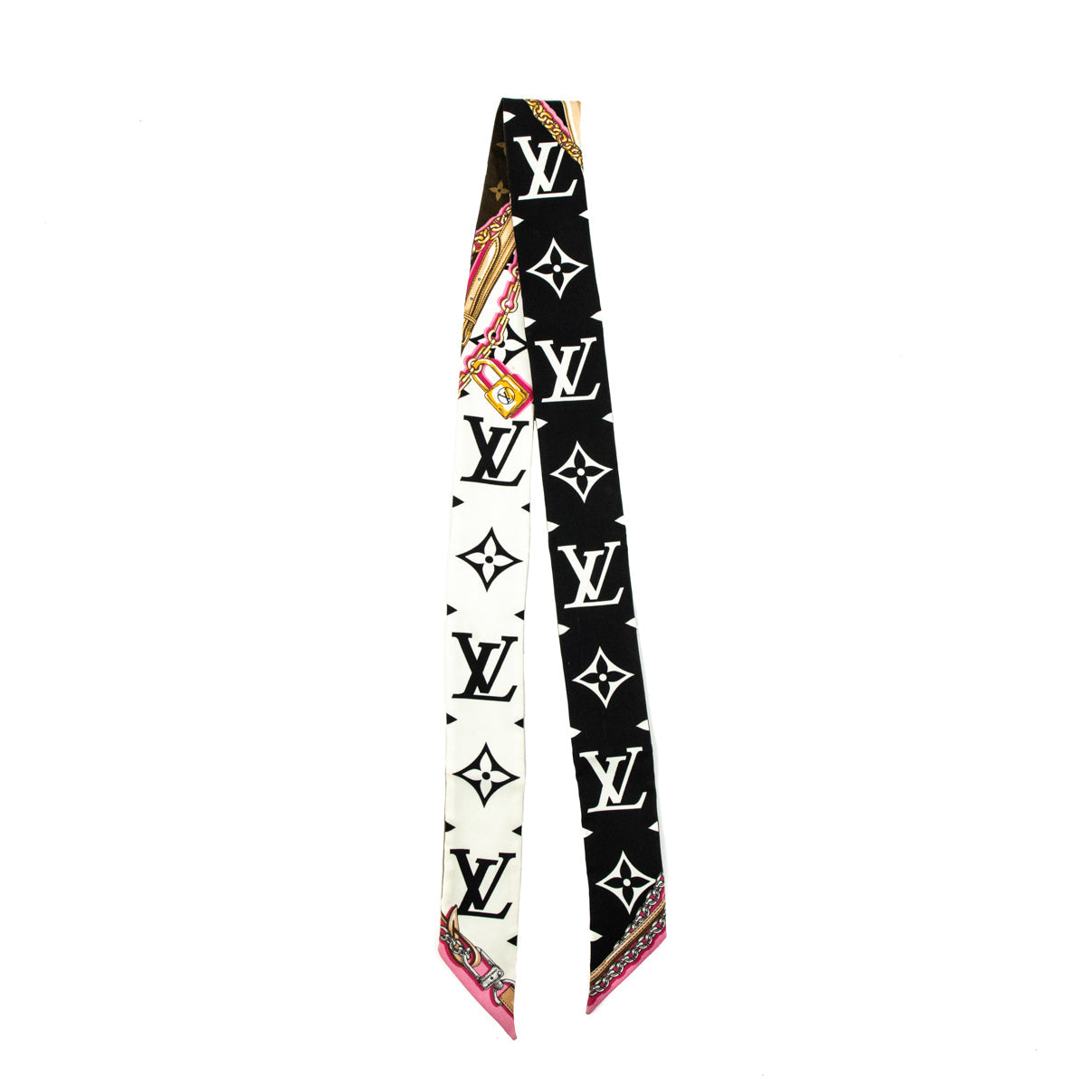 Louis Vuitton Brown & Black Silk BB Bandeau Scarf
