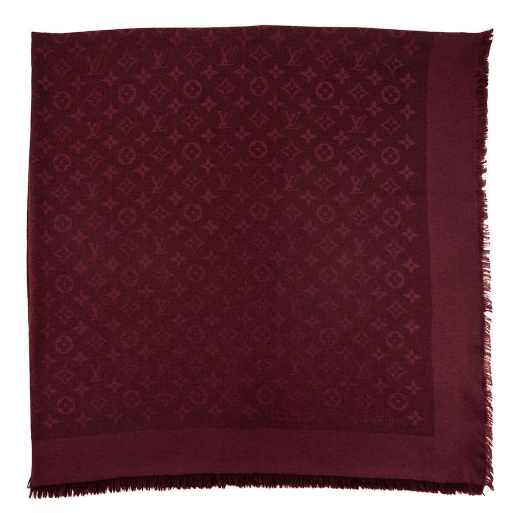 Louis Vuitton Burgundy Silk & Wool Monogram Classic Shawl