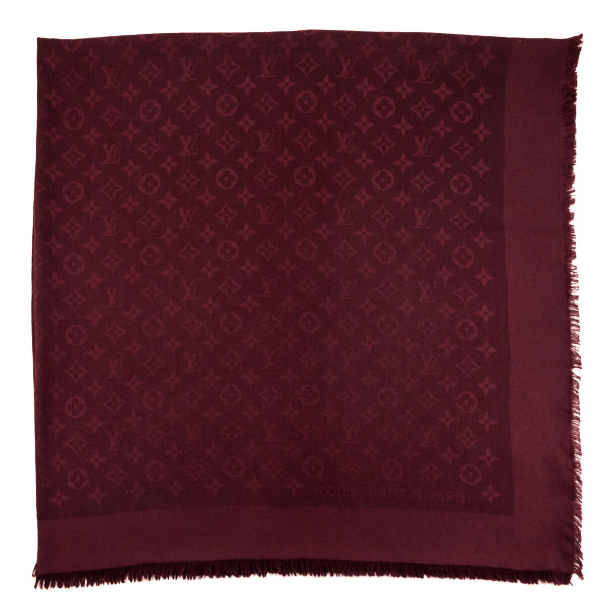 Louis Vuitton Burgundy Silk & Wool Monogram Classic Shawl