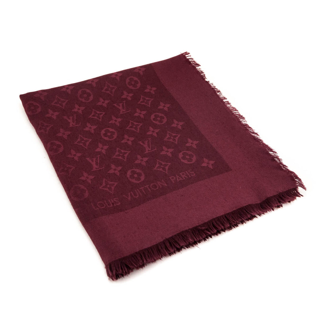 Louis Vuitton Burgundy Silk & Wool Monogram Classic Shawl