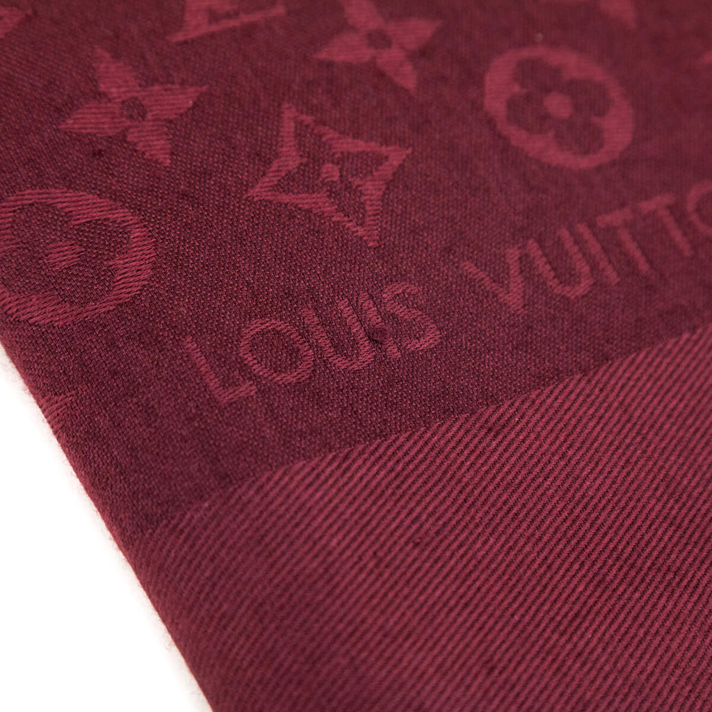 Louis Vuitton Burgundy Silk & Wool Monogram Classic Shawl