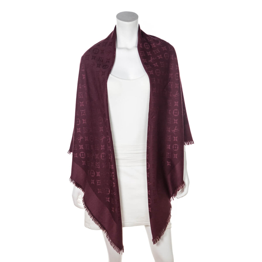 Louis Vuitton Burgundy Silk & Wool Monogram Classic Shawl