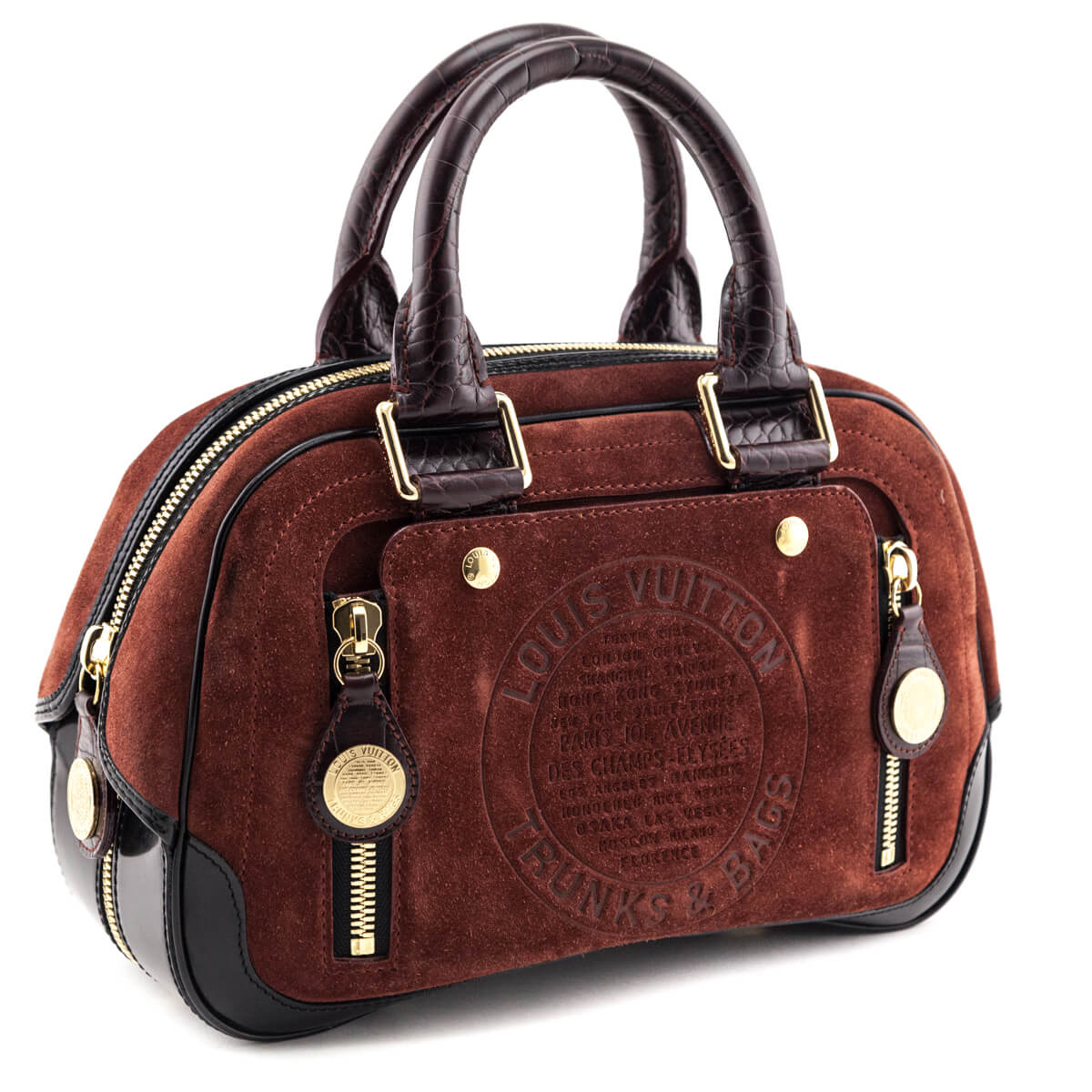 Louis Vuitton Burgundy Suede Stamped Havane Bowler GM