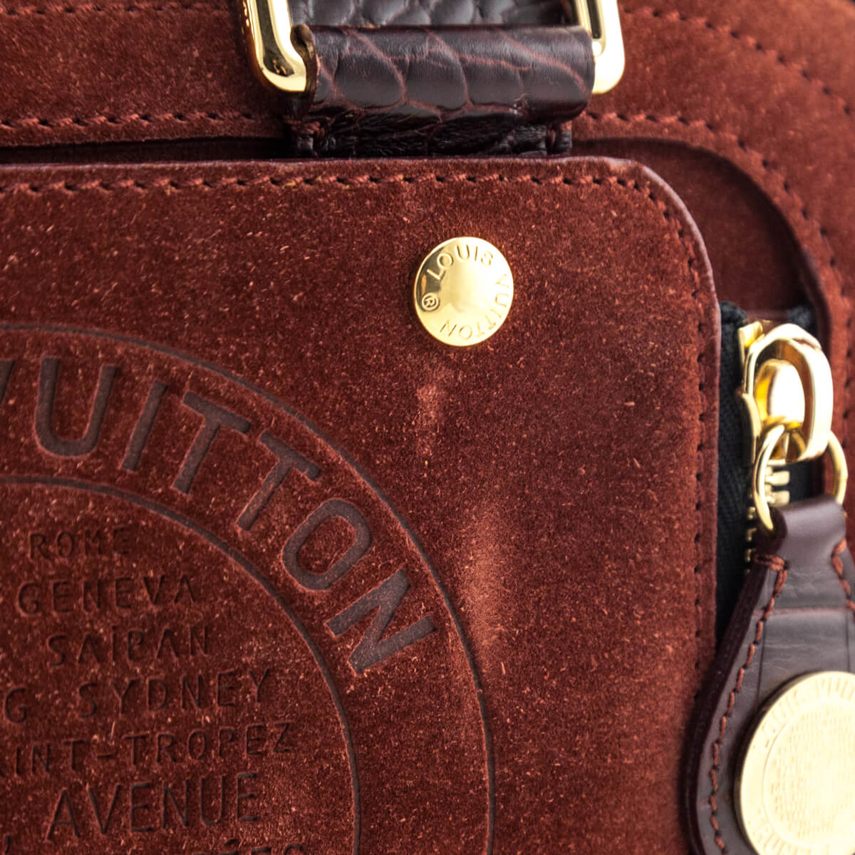 Louis Vuitton Burgundy Suede Stamped Havane Bowler GM