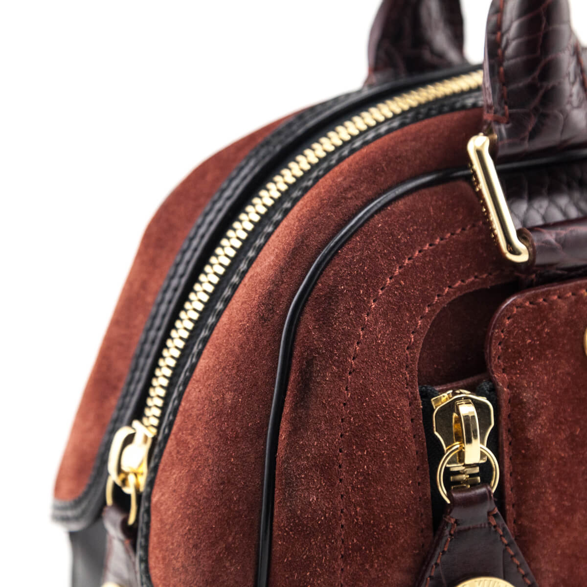 Louis Vuitton Burgundy Suede Stamped Havane Bowler GM