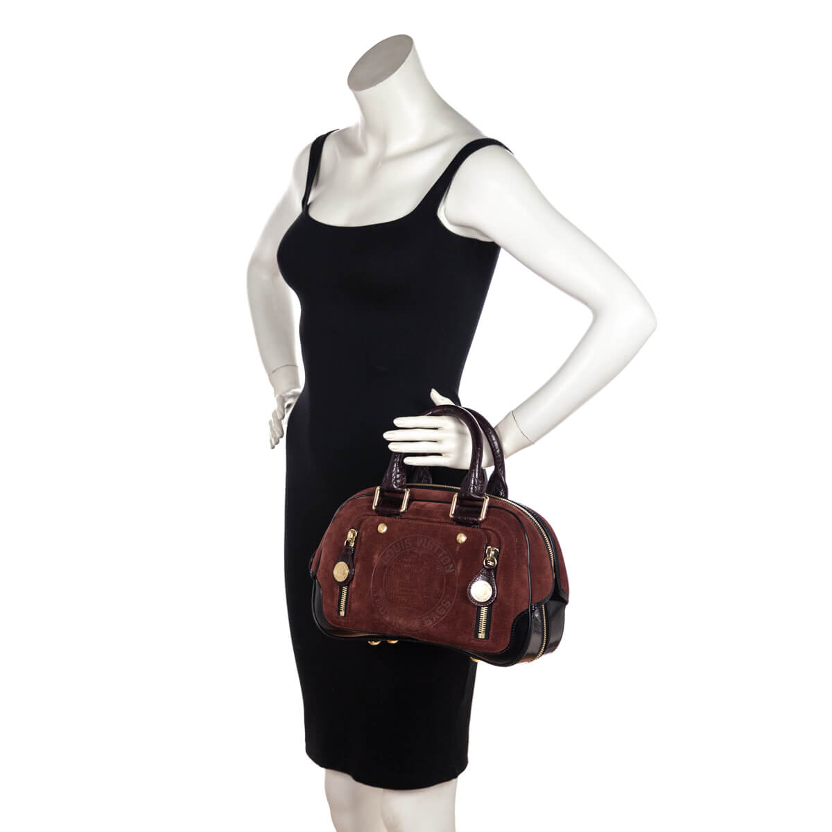 Louis Vuitton Burgundy Suede Stamped Havane Bowler GM
