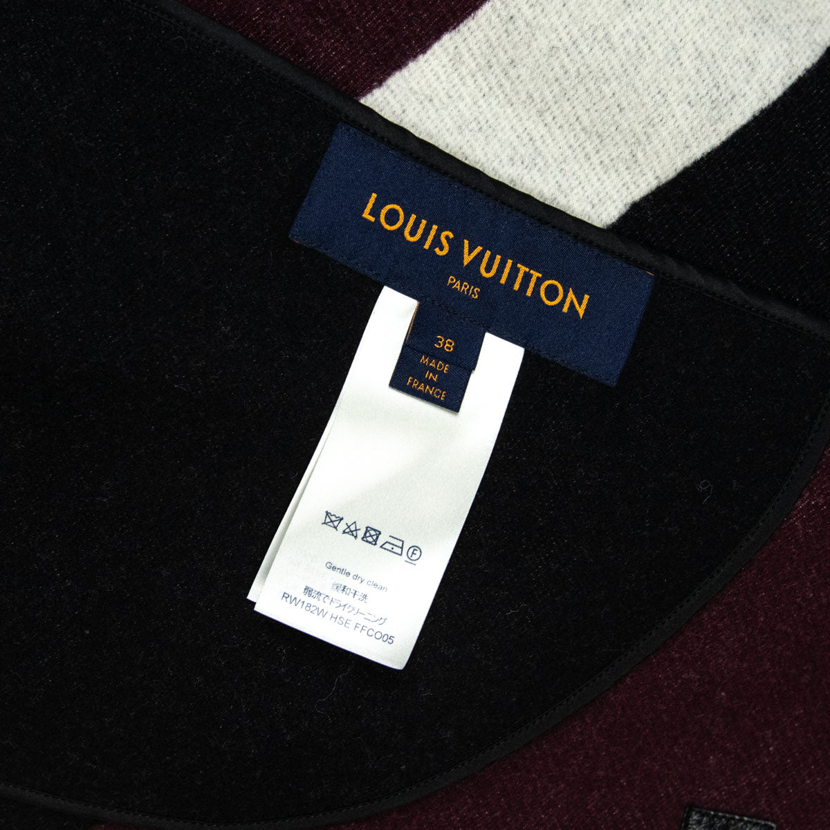 Louis Vuitton Burgundy & Black Wool Zip Cape Size S | FR 38