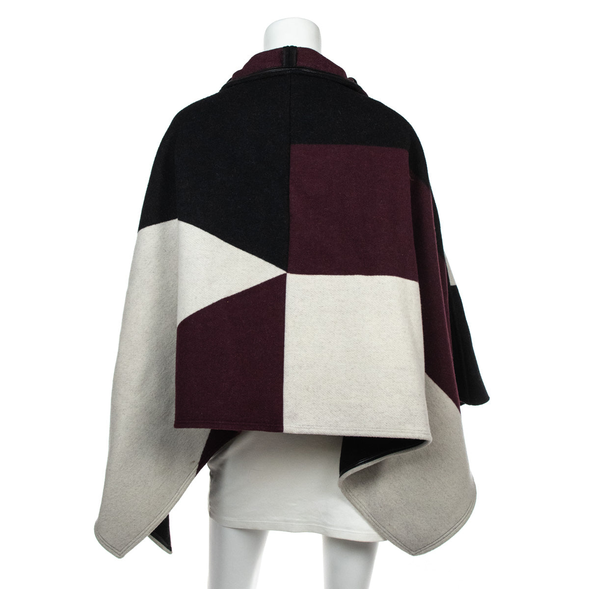 Louis Vuitton Burgundy & Black Wool Zip Cape Size S | FR 38