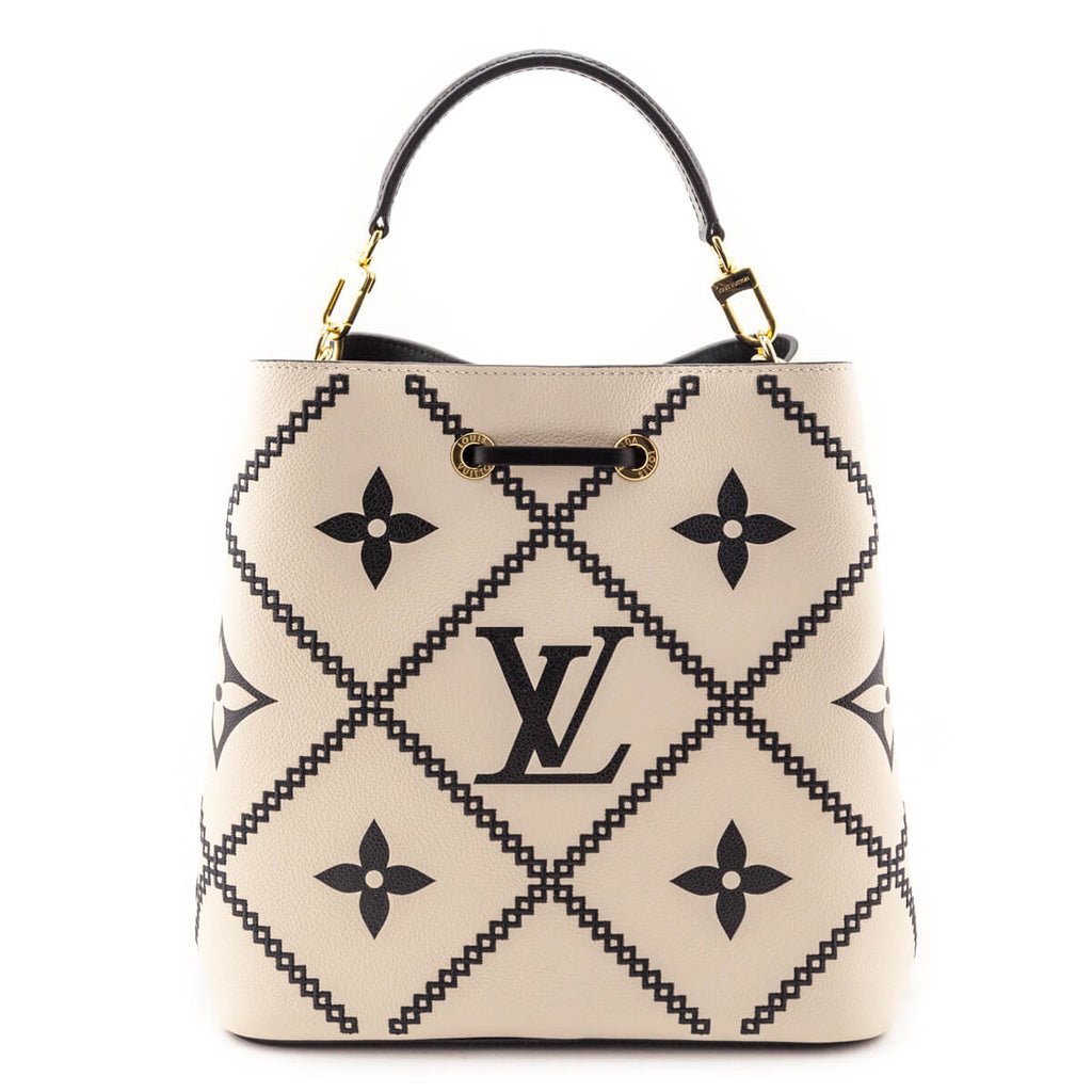 Louis Vuitton Cream & Black Empreinte Monogram Giant Broderies NeoNoe MM