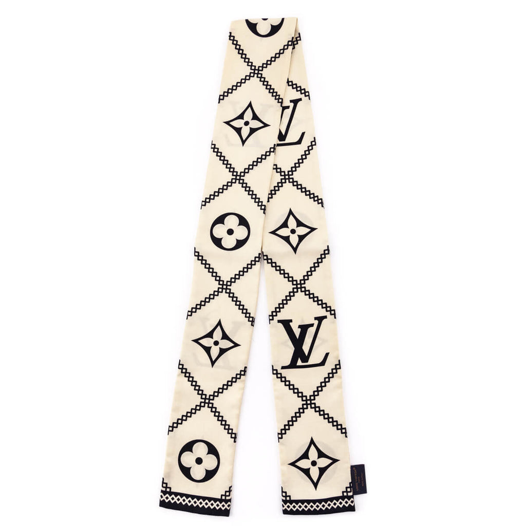 Louis Vuitton Cream & Black Silk Monogram Croisillon Bandeau