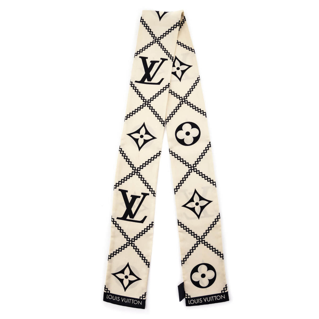 Louis Vuitton Cream & Black Silk Monogram Croisillon Bandeau