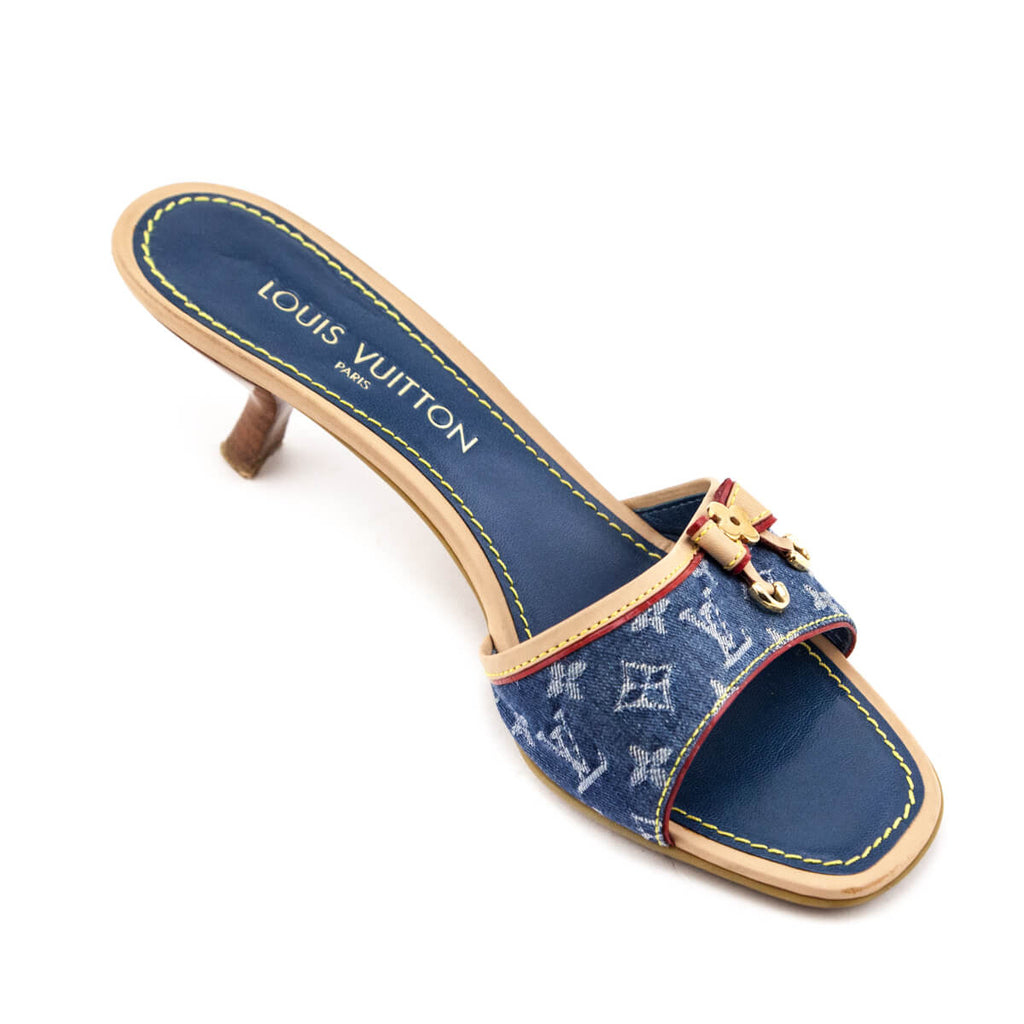 Louis Vuitton Denim Monogram Slides Size US 9 | EU 9