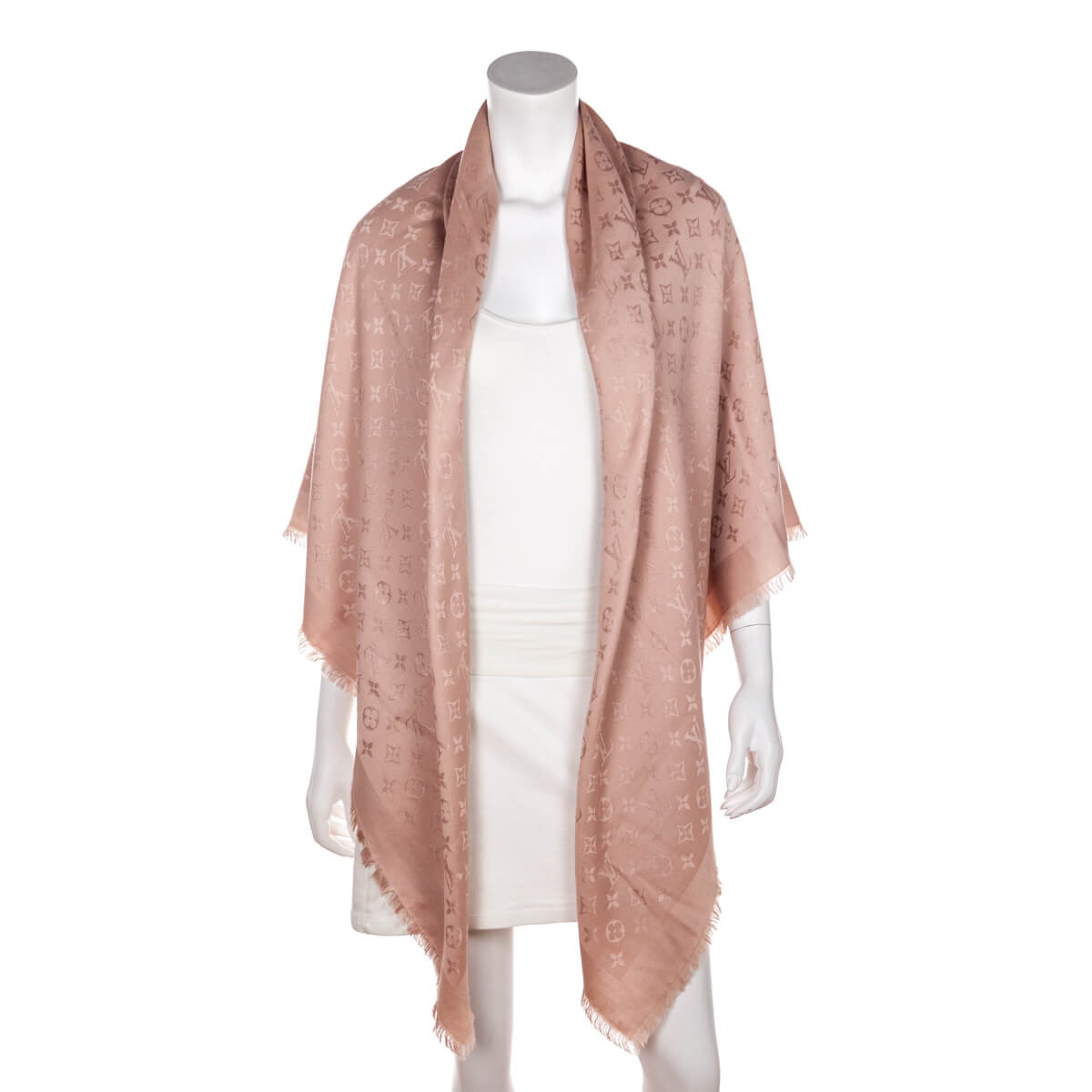 Louis Vuitton Ecru Silk & Wool Monogram Classic Shawl