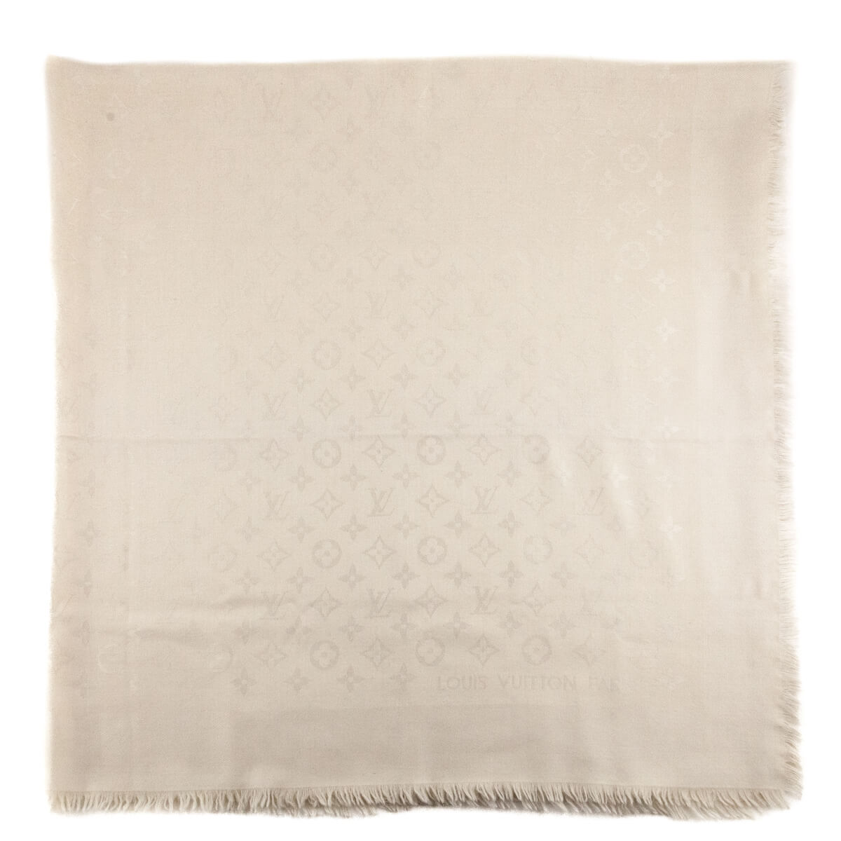 Louis Vuitton Ivory Silk & Wool Monogram Classic Shawl