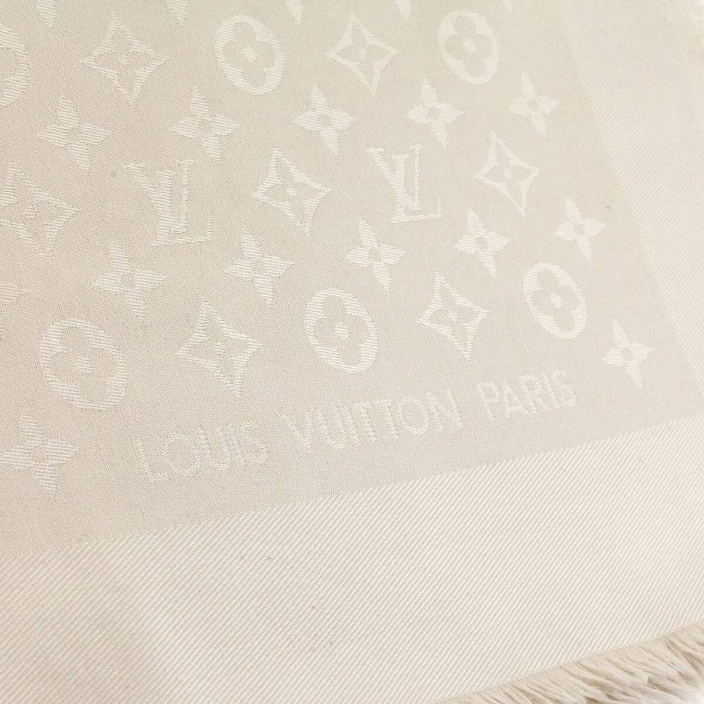 Louis Vuitton Ivory Silk & Wool Monogram Classic Shawl