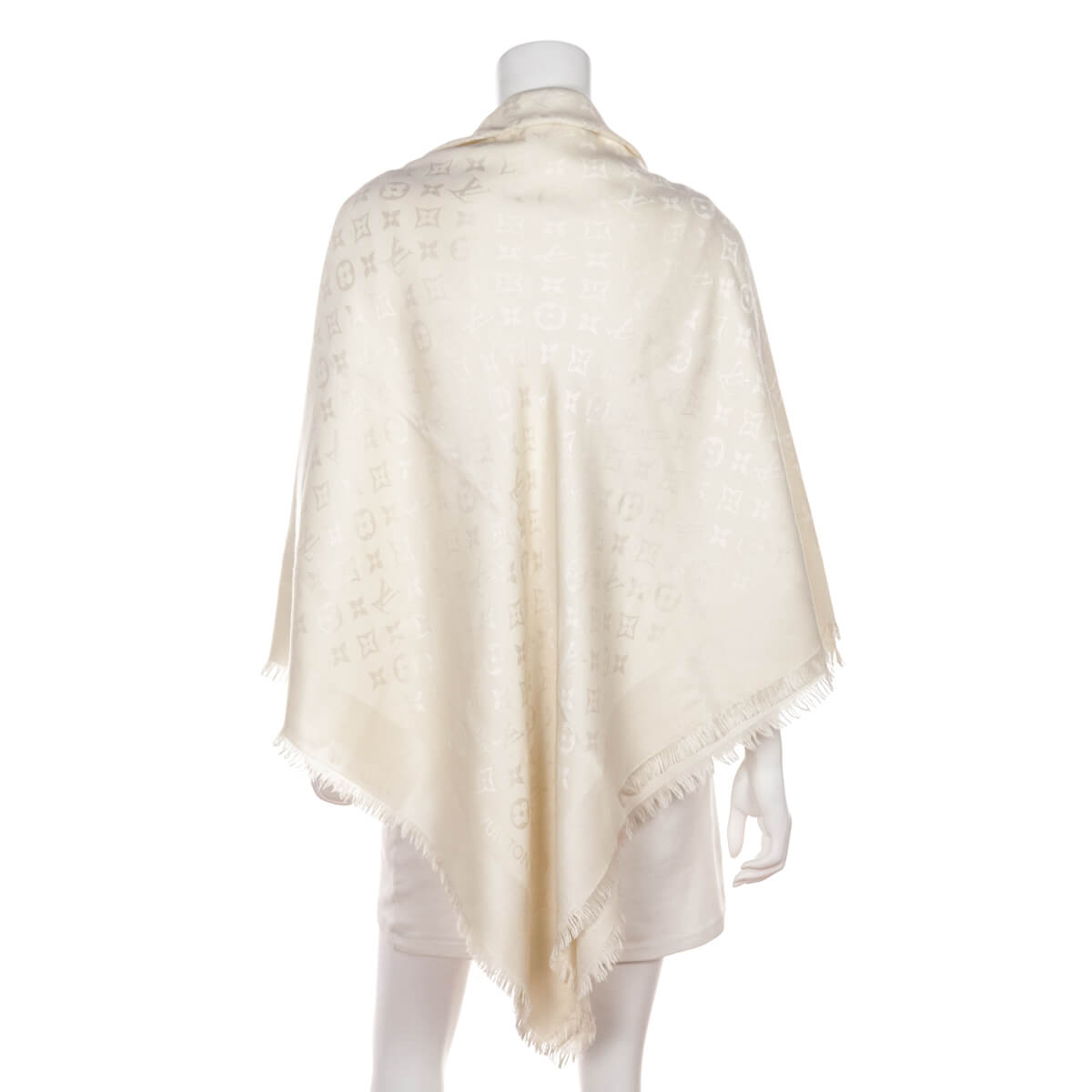 Louis Vuitton Ivory Silk & Wool Monogram Classic Shawl