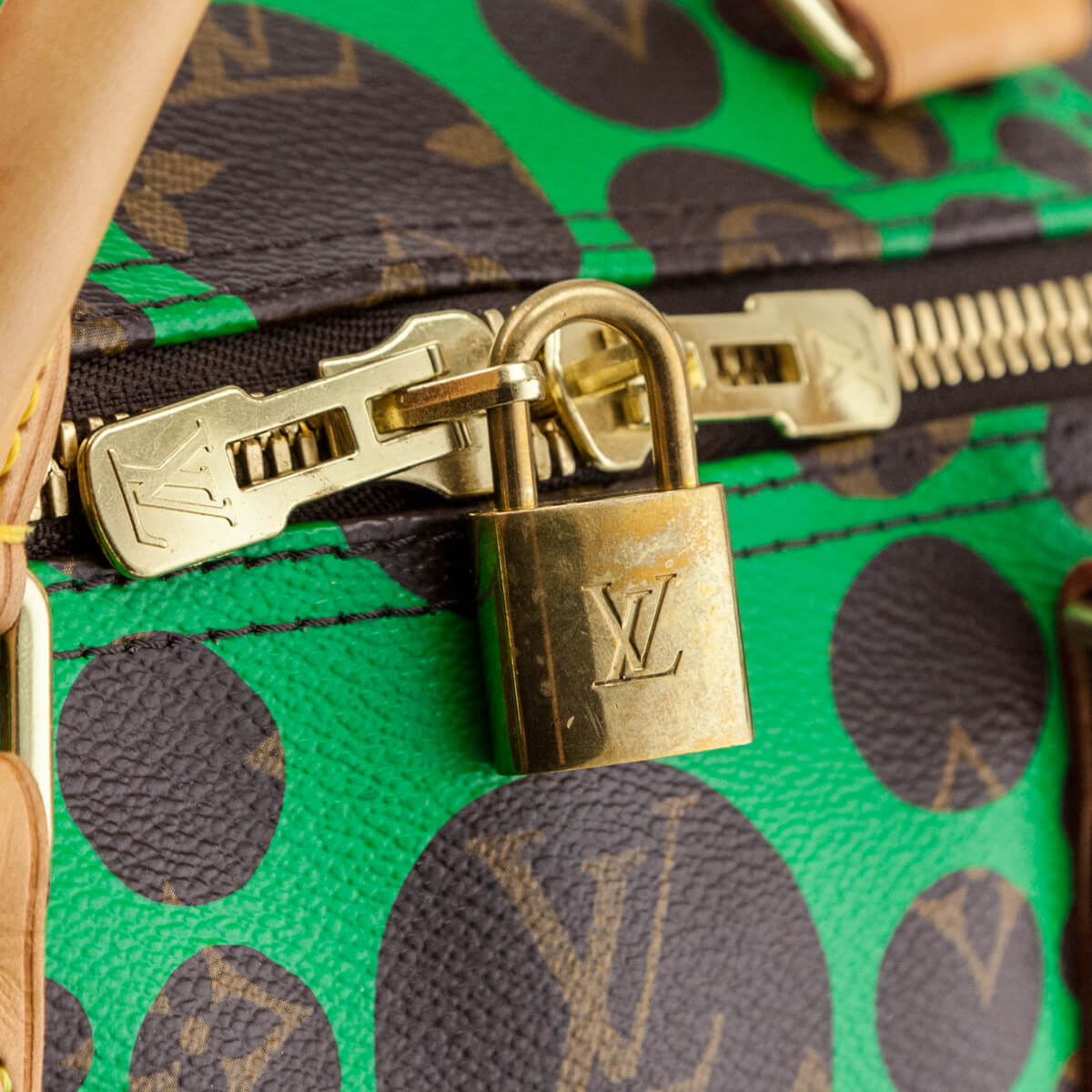 Louis Vuitton Monogram Green Kusama Pumpkin Dots Keepall Bandouliere 55