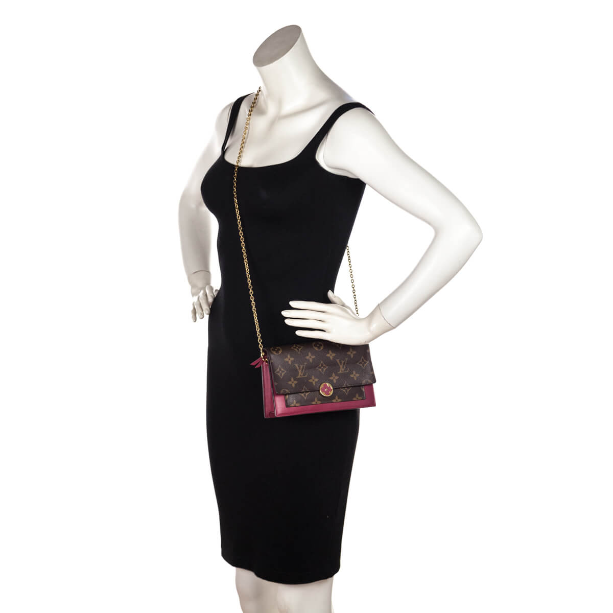 Louis Vuitton Monogram & Fuchsia Flore Chain Wallet Bag