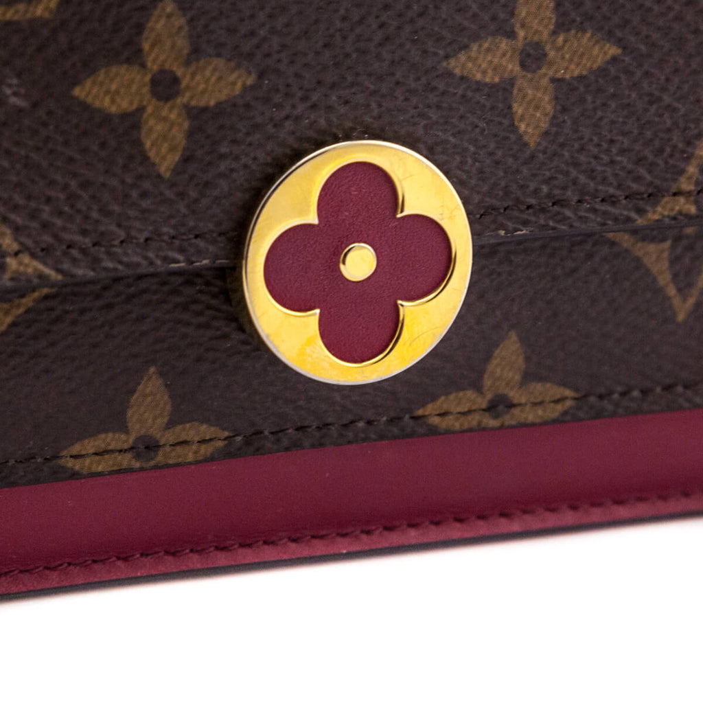Louis Vuitton Monogram & Fuchsia Flore Chain Wallet Bag