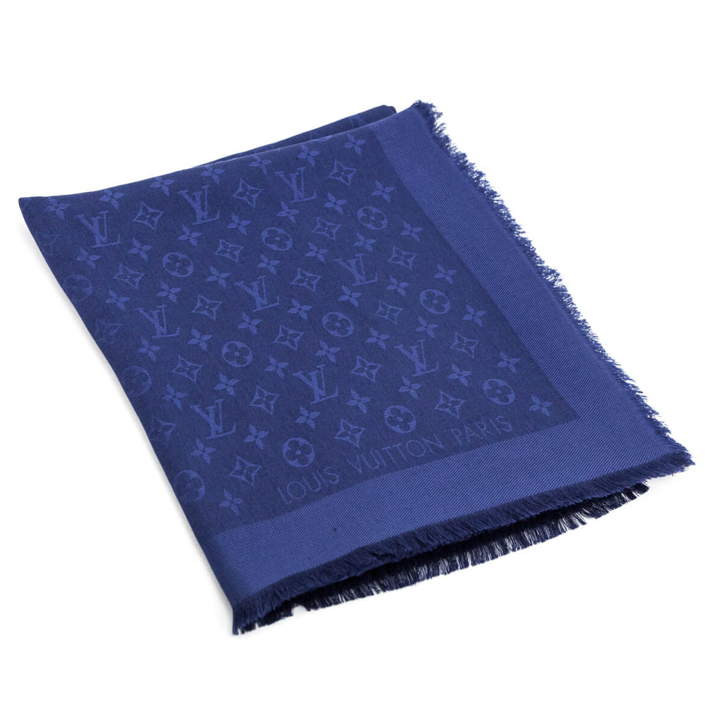 Louis Vuitton Navy Silk & Wool Monogram Classic Shawl