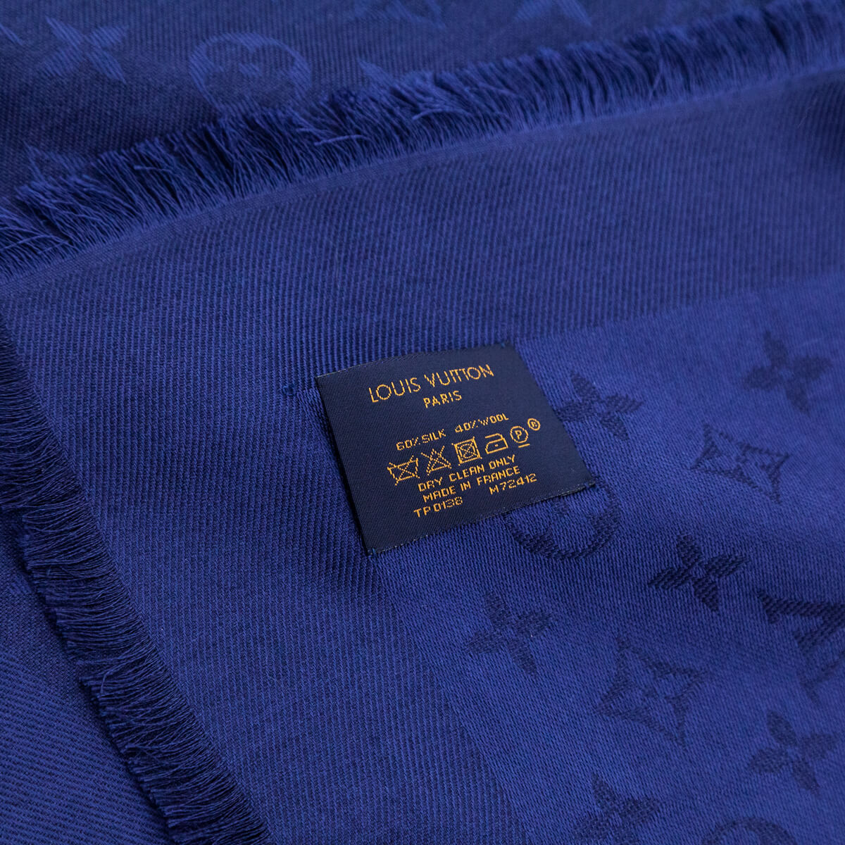 Louis Vuitton Navy Silk & Wool Monogram Classic Shawl