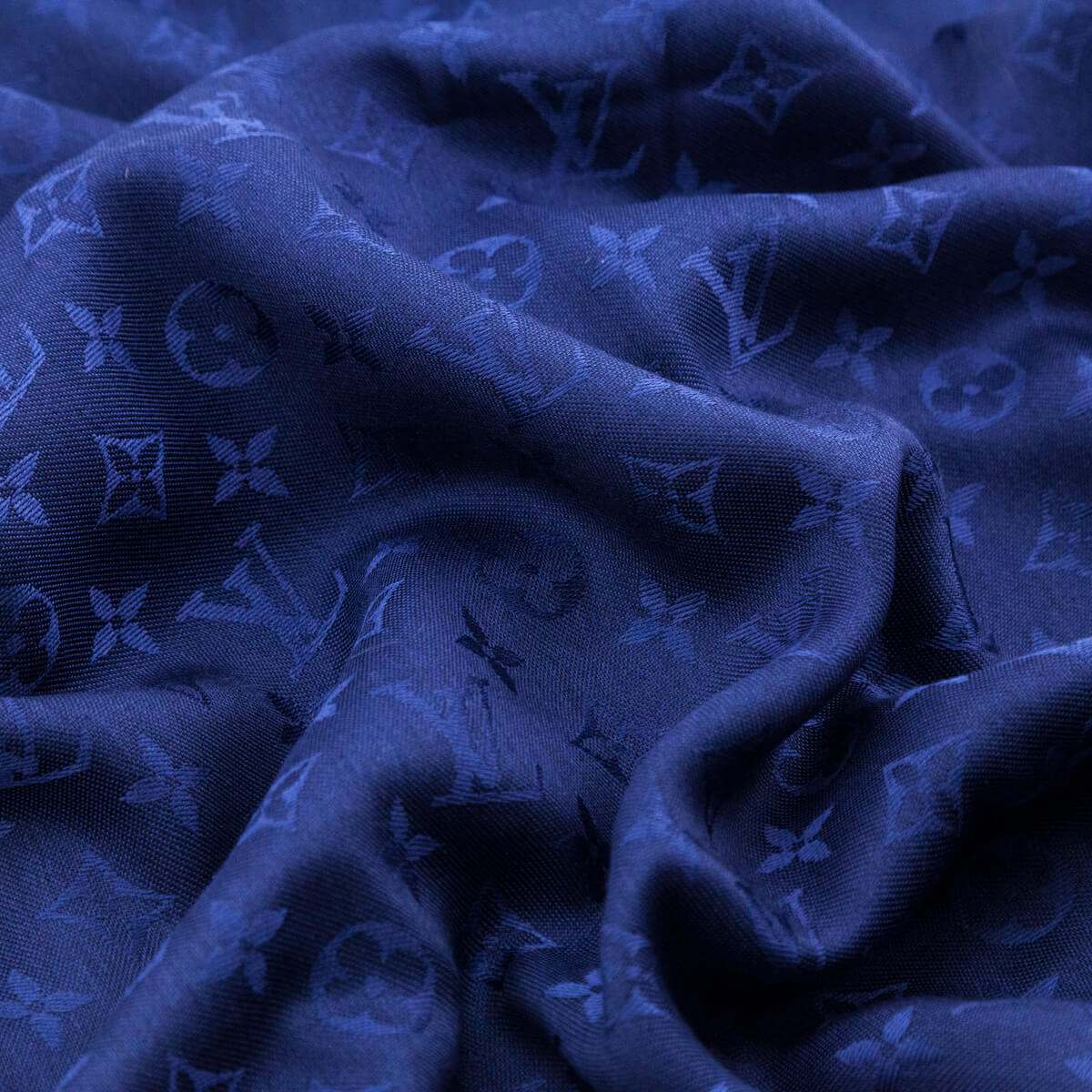 Louis Vuitton Navy Silk & Wool Monogram Classic Shawl